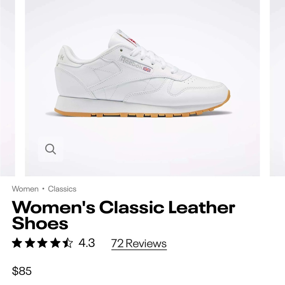 Reebok Women's White Leather Sneakers